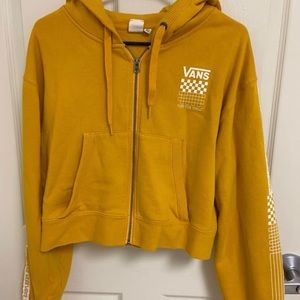 Mustard vans cropped zip up hoodie.